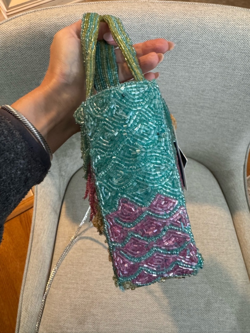 Made in India Rainbow Fringe Beaded Bag - Picture 7 of 9